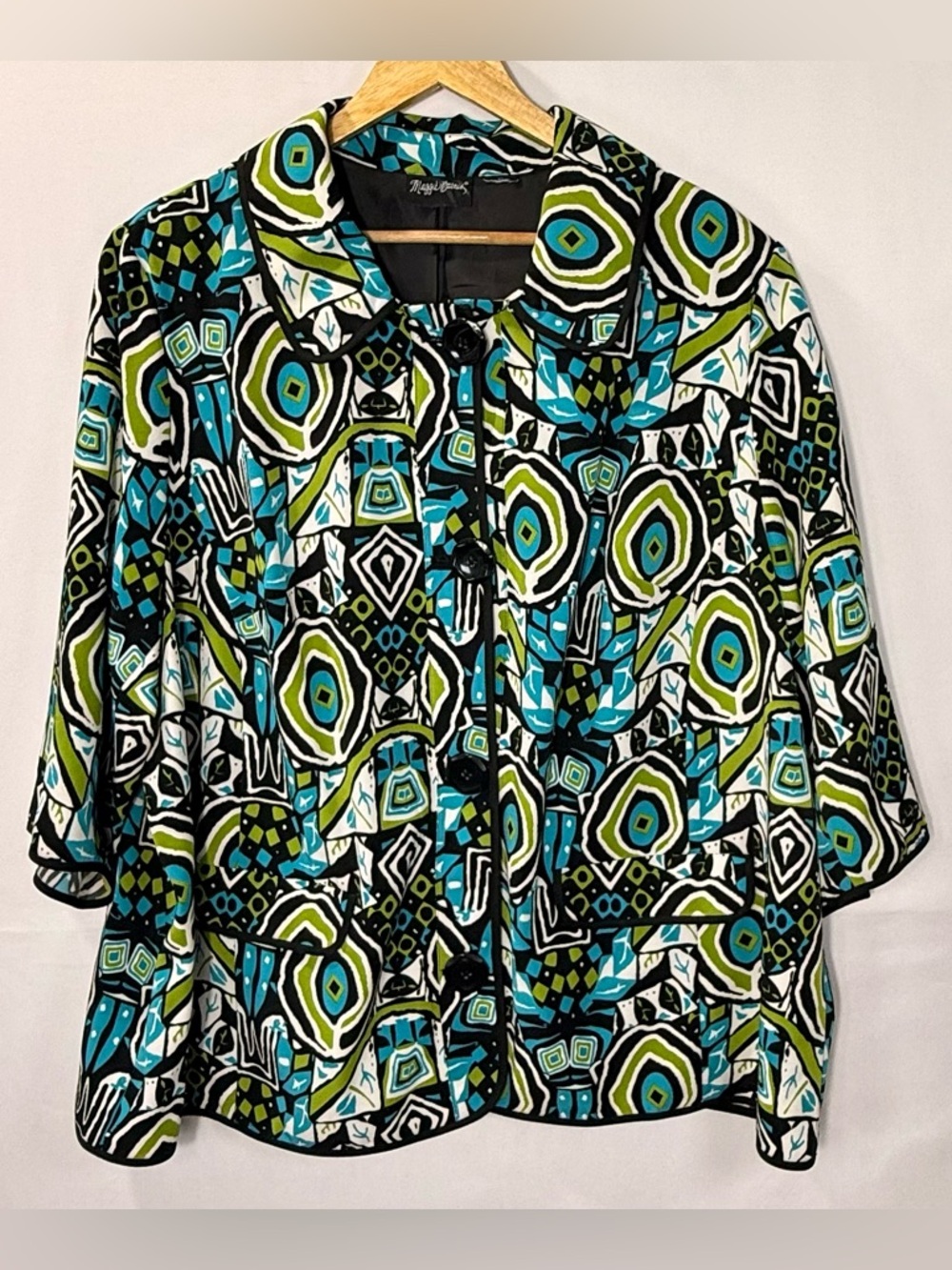 Maggie Barnes Printed Jacket Blazer Size 3X | Bold Geometric Pattern